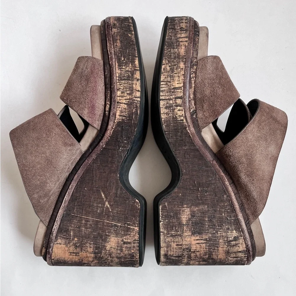 Rag & Bone Boho Sommer Brown Suede Wedge Sandals Size 6.5